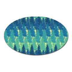 Christmas Trees Pattern Digital Paper Seamless Oval Magnet