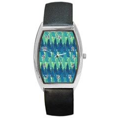 Christmas Trees Pattern Digital Paper Seamless Barrel Style Metal Watch