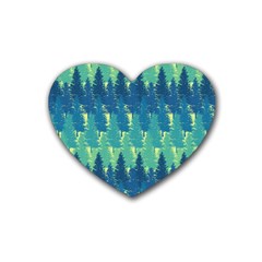 Christmas Trees Pattern Digital Paper Seamless Rubber Heart Coaster (4 Pack)