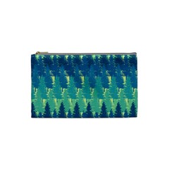 Christmas Trees Pattern Digital Paper Seamless Cosmetic Bag (small)