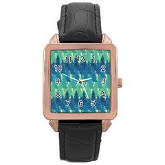 Christmas Trees Pattern Digital Paper Seamless Rose Gold Leather Watch 