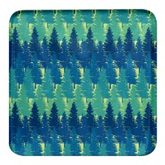 Christmas Trees Pattern Digital Paper Seamless Square Glass Fridge Magnet (4 Pack)