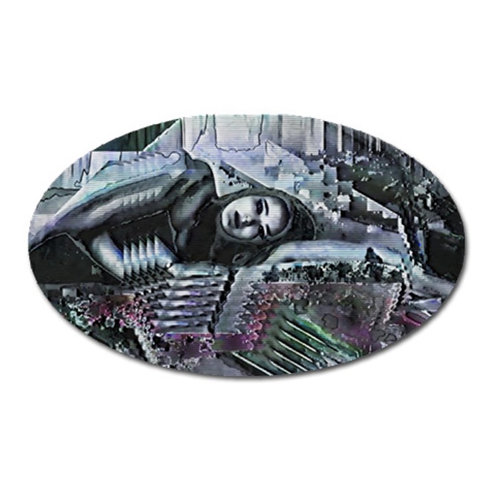 Cyberpunk Drama Oval Magnet