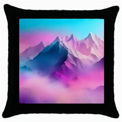 Landscape Mountain Colorful Nature Throw Pillow Case (black) by Ravend