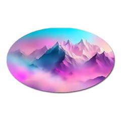 Landscape Mountain Colorful Nature Oval Magnet by Ravend