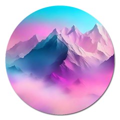 Landscape Mountain Colorful Nature Magnet 5  (round) by Ravend