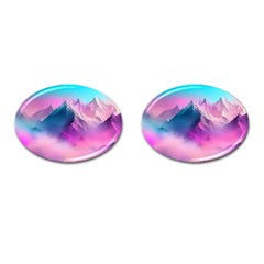 Landscape Mountain Colorful Nature Cufflinks (oval) by Ravend