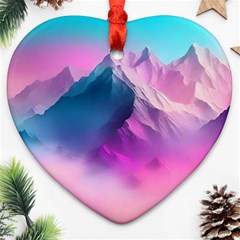 Landscape Mountain Colorful Nature Heart Ornament (two Sides) by Ravend