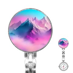 Landscape Mountain Colorful Nature Stainless Steel Nurses Watch by Ravend