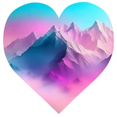 Landscape Mountain Colorful Nature Wooden Puzzle Heart by Ravend