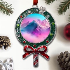 Landscape Mountain Colorful Nature Metal X mas Lollipop With Crystal Ornament by Ravend