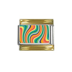 Swirl Twirl Rainbow Retro Gold Trim Italian Charm (9mm) by Ravend