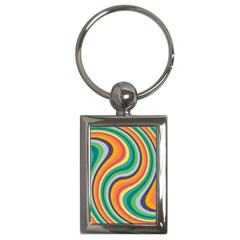 Swirl Twirl Rainbow Retro Key Chain (rectangle) by Ravend