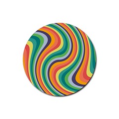 Swirl Twirl Rainbow Retro Rubber Round Coaster (4 Pack) by Ravend