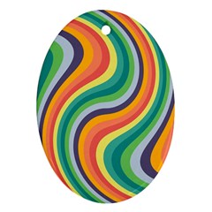 Swirl Twirl Rainbow Retro Oval Ornament (two Sides) by Ravend