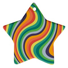 Swirl Twirl Rainbow Retro Star Ornament (two Sides) by Ravend