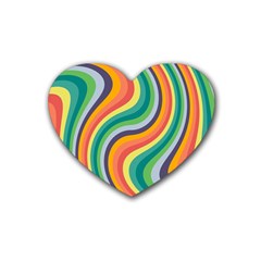 Swirl Twirl Rainbow Retro Rubber Heart Coaster (4 Pack) by Ravend