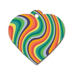 Swirl Twirl Rainbow Retro Dog Tag Heart (two Sides) by Ravend