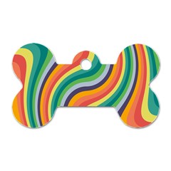 Swirl Twirl Rainbow Retro Dog Tag Bone (two Sides) by Ravend