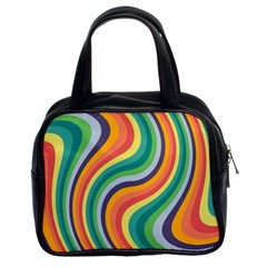 Swirl Twirl Rainbow Retro Classic Handbag (two Sides) by Ravend