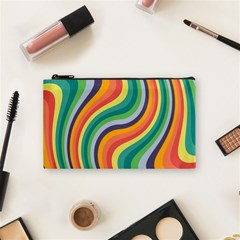 Swirl Twirl Rainbow Retro Cosmetic Bag (small) by Ravend