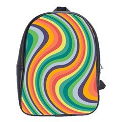 Swirl Twirl Rainbow Retro School Bag (large) by Ravend