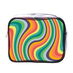 Swirl Twirl Rainbow Retro Mini Toiletries Bag (one Side) by Ravend