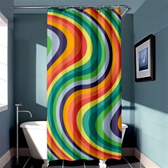 Swirl Twirl Rainbow Retro Shower Curtain 36  X 72  (stall)  by Ravend