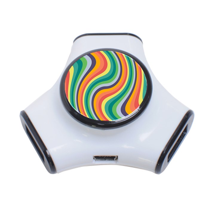 Swirl Twirl Rainbow Retro 3-Port USB Hub