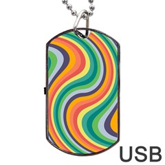 Swirl Twirl Rainbow Retro Dog Tag Usb Flash (one Side) by Ravend