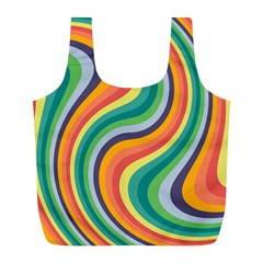 Swirl Twirl Rainbow Retro Full Print Recycle Bag (l) by Ravend