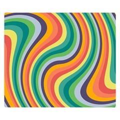 Swirl Twirl Rainbow Retro Two Sides Premium Plush Fleece Blanket (small) by Ravend