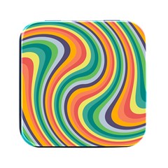 Swirl Twirl Rainbow Retro Square Metal Box (black) by Ravend