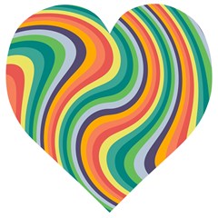 Swirl Twirl Rainbow Retro Wooden Puzzle Heart