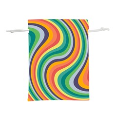 Swirl Twirl Rainbow Retro Lightweight Drawstring Pouch (l) by Ravend