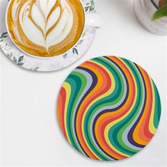 Swirl Twirl Rainbow Retro Uv Print Round Tile Coaster by Ravend