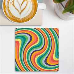 Swirl Twirl Rainbow Retro Uv Print Square Tile Coaster  by Ravend