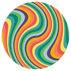 Swirl Twirl Rainbow Retro Round Trivet by Ravend