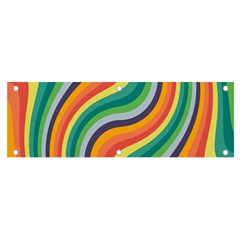 Swirl Twirl Rainbow Retro Banner And Sign 6  X 2  by Ravend