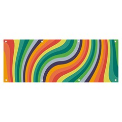 Swirl Twirl Rainbow Retro Banner And Sign 8  X 3  by Ravend