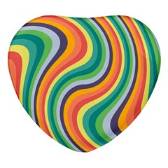 Swirl Twirl Rainbow Retro Heart Glass Fridge Magnet (4 Pack) by Ravend