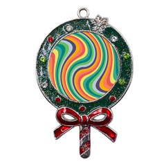 Swirl Twirl Rainbow Retro Metal X mas Lollipop With Crystal Ornament by Ravend