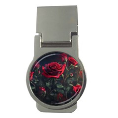 Rose Flower Plant Red Money Clips (round)  by Ravend