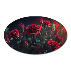 Rose Flower Plant Red Oval Magnet by Ravend