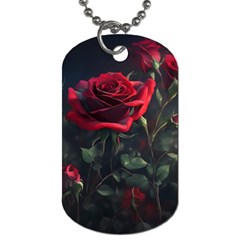 Rose Flower Plant Red Dog Tag (one Side) by Ravend