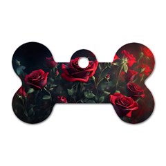 Rose Flower Plant Red Dog Tag Bone (two Sides) by Ravend