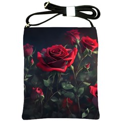 Rose Flower Plant Red Shoulder Sling Bag by Ravend