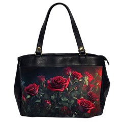 Rose Flower Plant Red Oversize Office Handbag (2 Sides) by Ravend