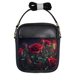 Rose Flower Plant Red Girls Sling Bag by Ravend