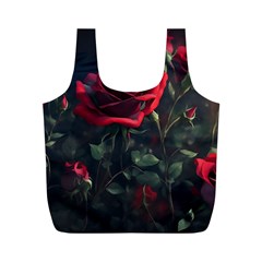 Rose Flower Plant Red Full Print Recycle Bag (m) by Ravend